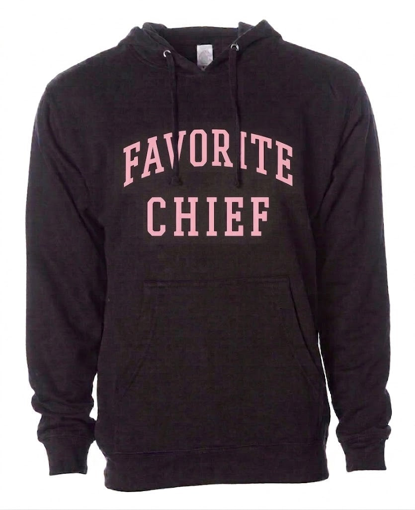Black Hooded Sweatshirt with Light Pink Favorite Chief