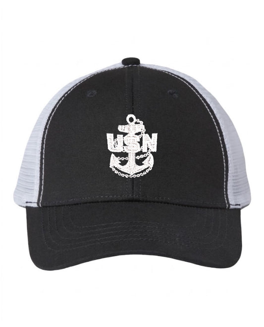 Ponytail Black and White CPO Trucker Hat