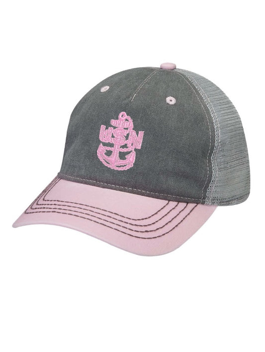 Faded Charcoal Grey and Light Pink Trucker Hat