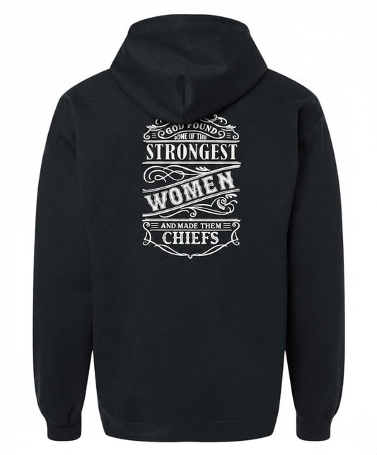 Strongest Women Black Zipped Hooded Sweatshirt