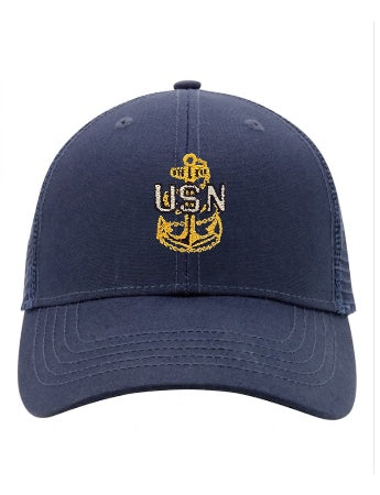 Ponytail Navy Blue CPO Trucker Hat