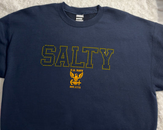 Rhinestone Salty Navy T-Shirt