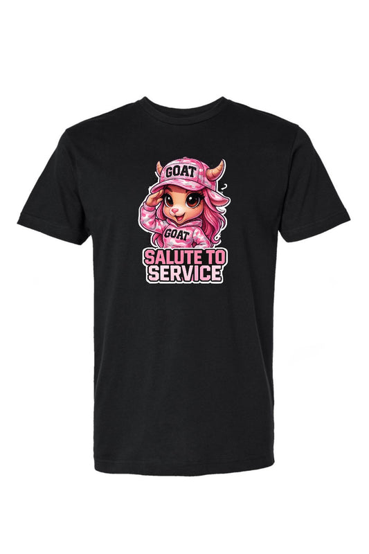 Salute to Service Pink Camo Female Goat Black T-Shirt