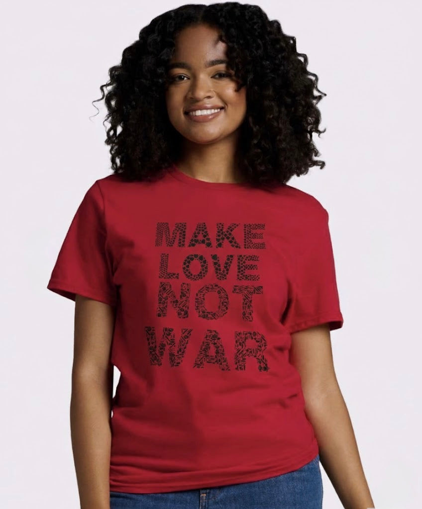 Make Love Not War Red and Black T-Shirt