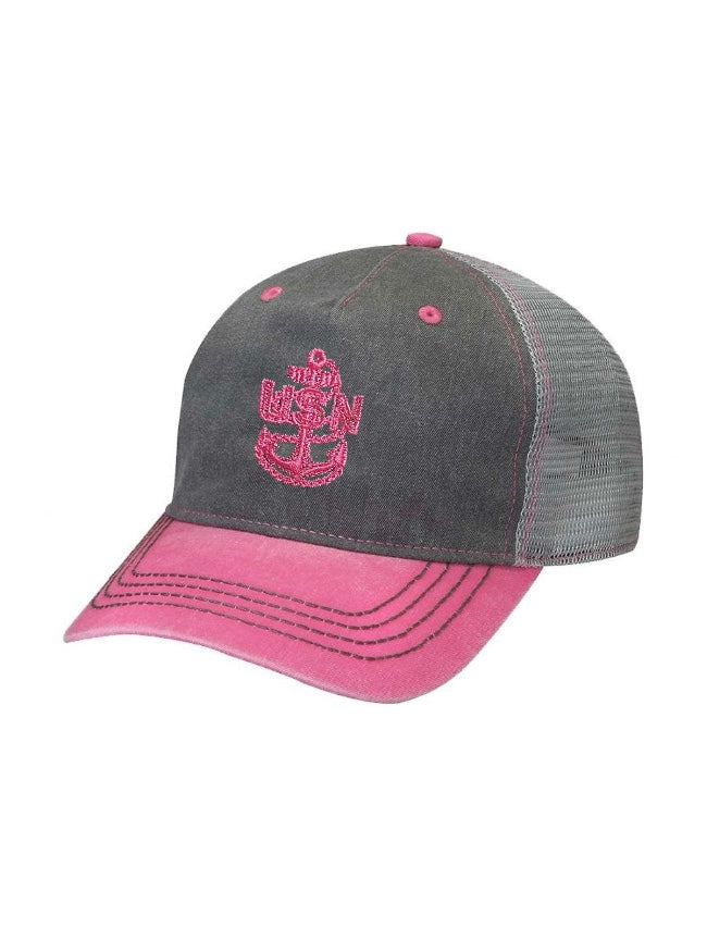 Faded Charcoal Grey and Hot Pink Trucker Hat