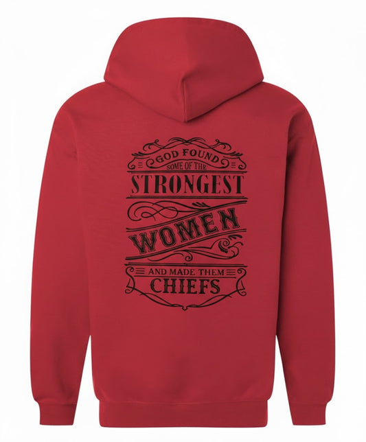 Strongest Women Red Zipped Hooded Sweatshirt