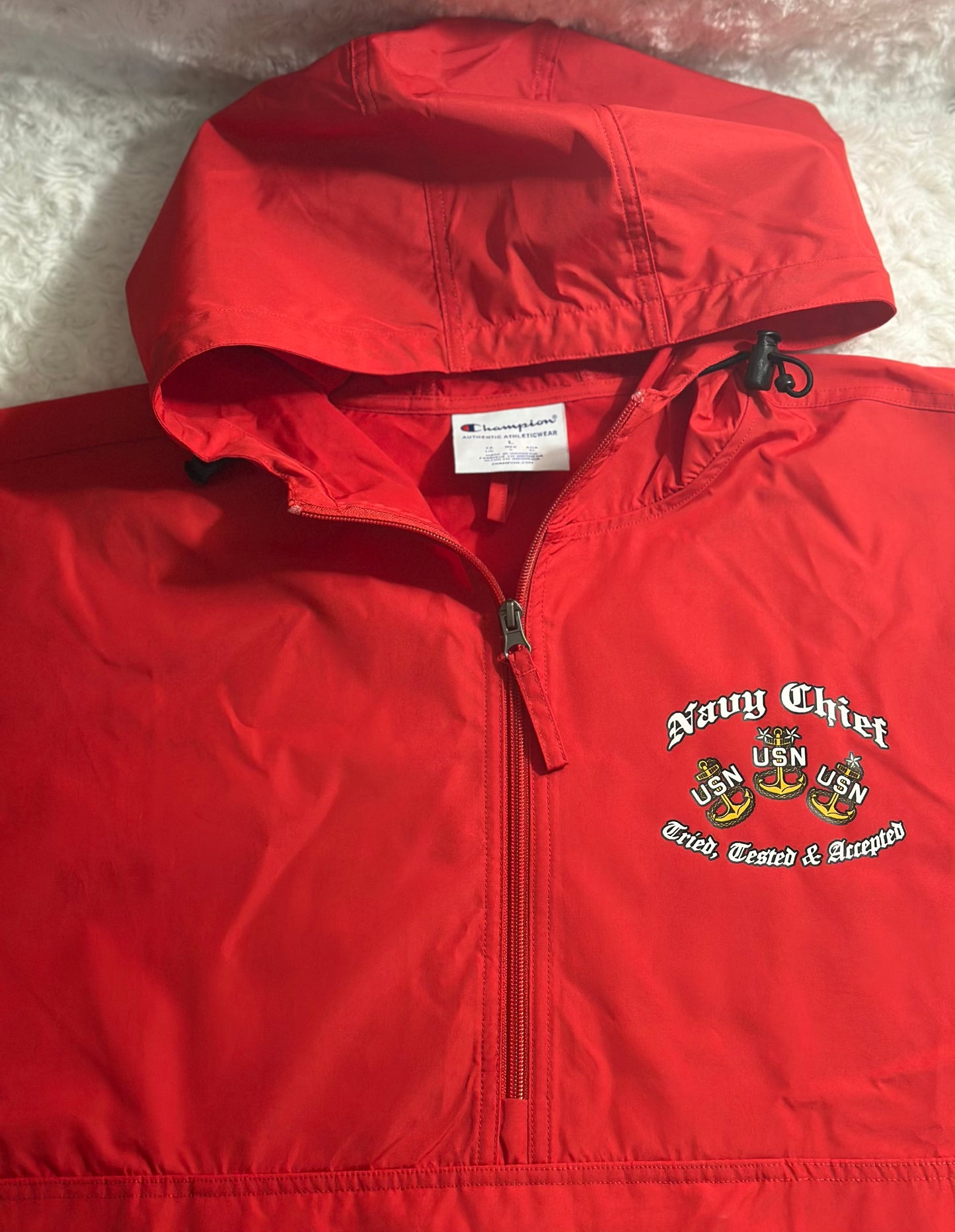 Red Champion Quarter-Zip Goat Punisher Windbreaker