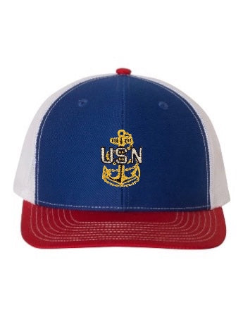 Royal Blue Red and White Trucker Hat