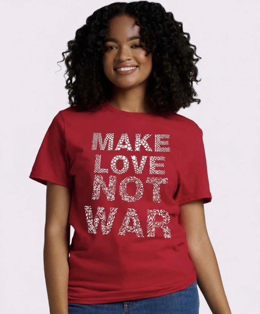 Make Love Not War Red and White T-Shirt