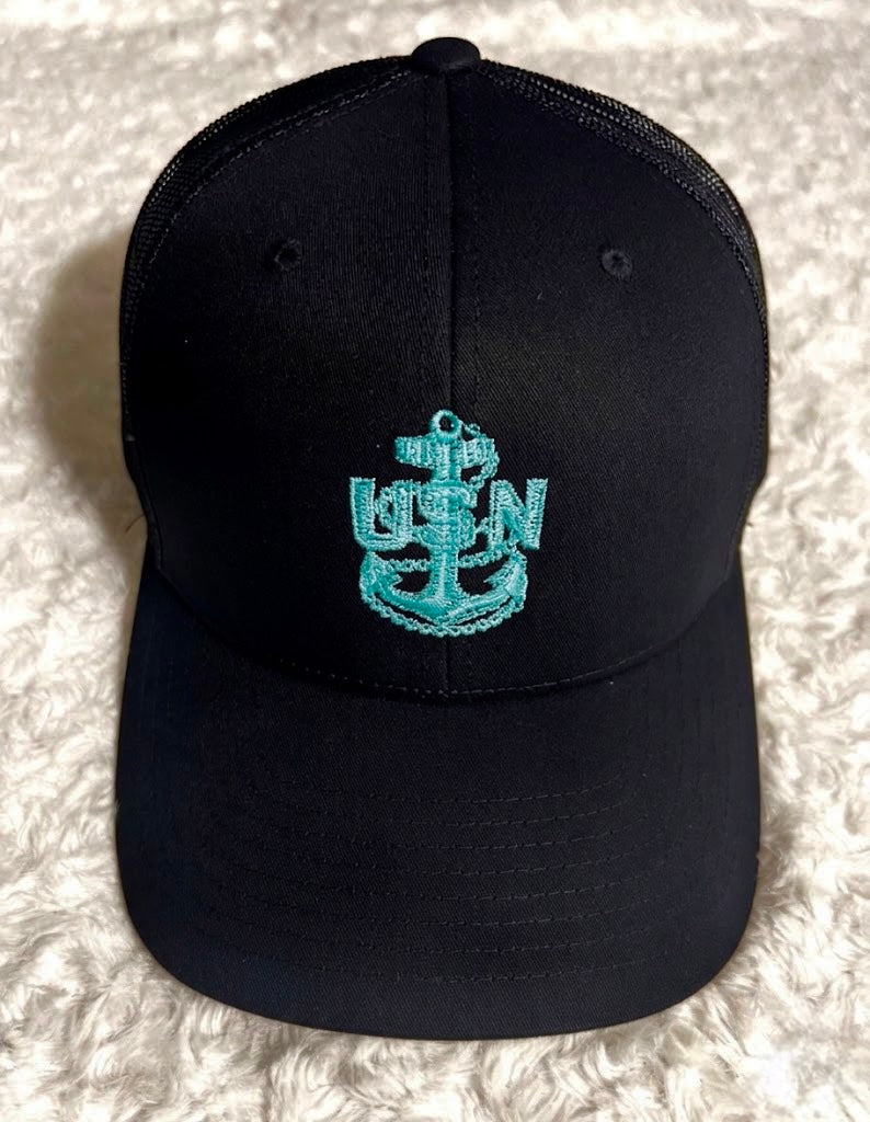 Black and Tahiti Blue CPO Trucker Hat