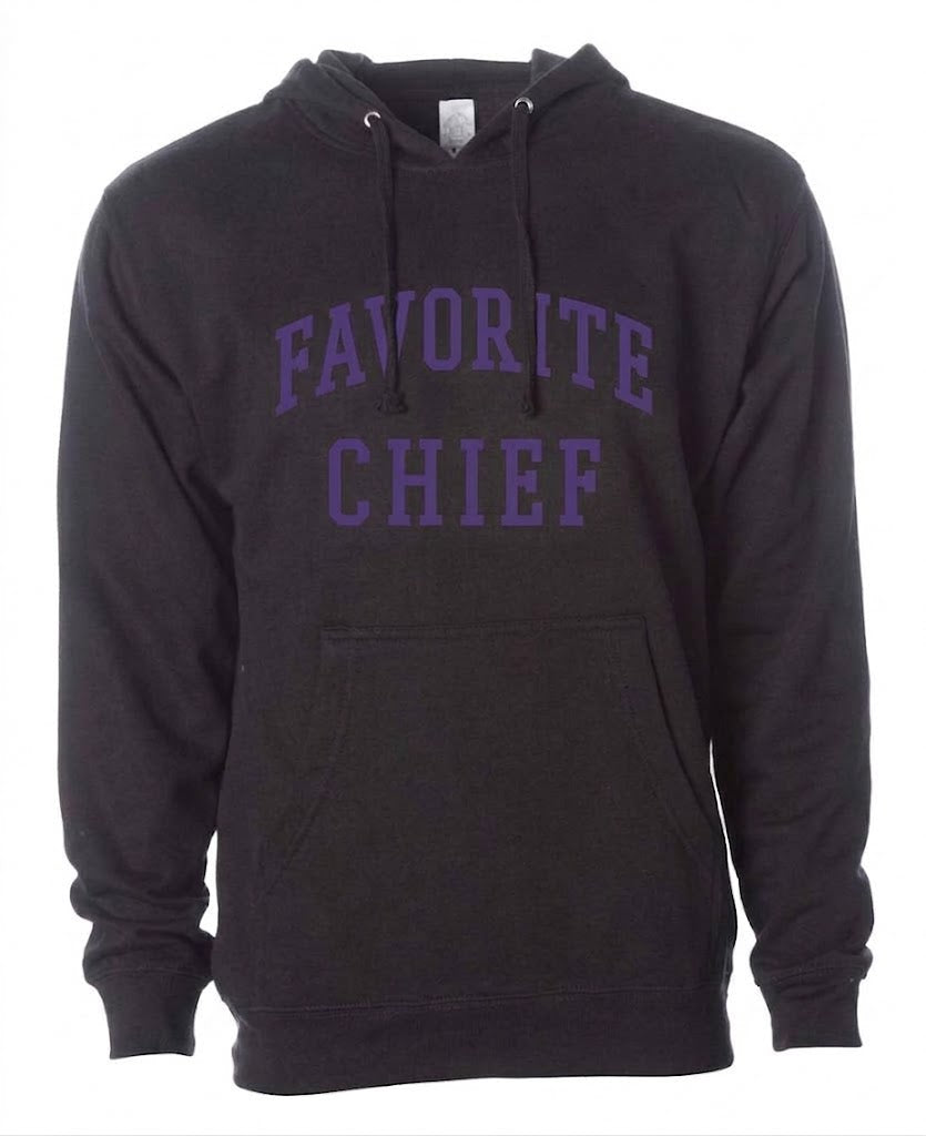 Black Hooded Sweatshirt with Purple Favorite Chief