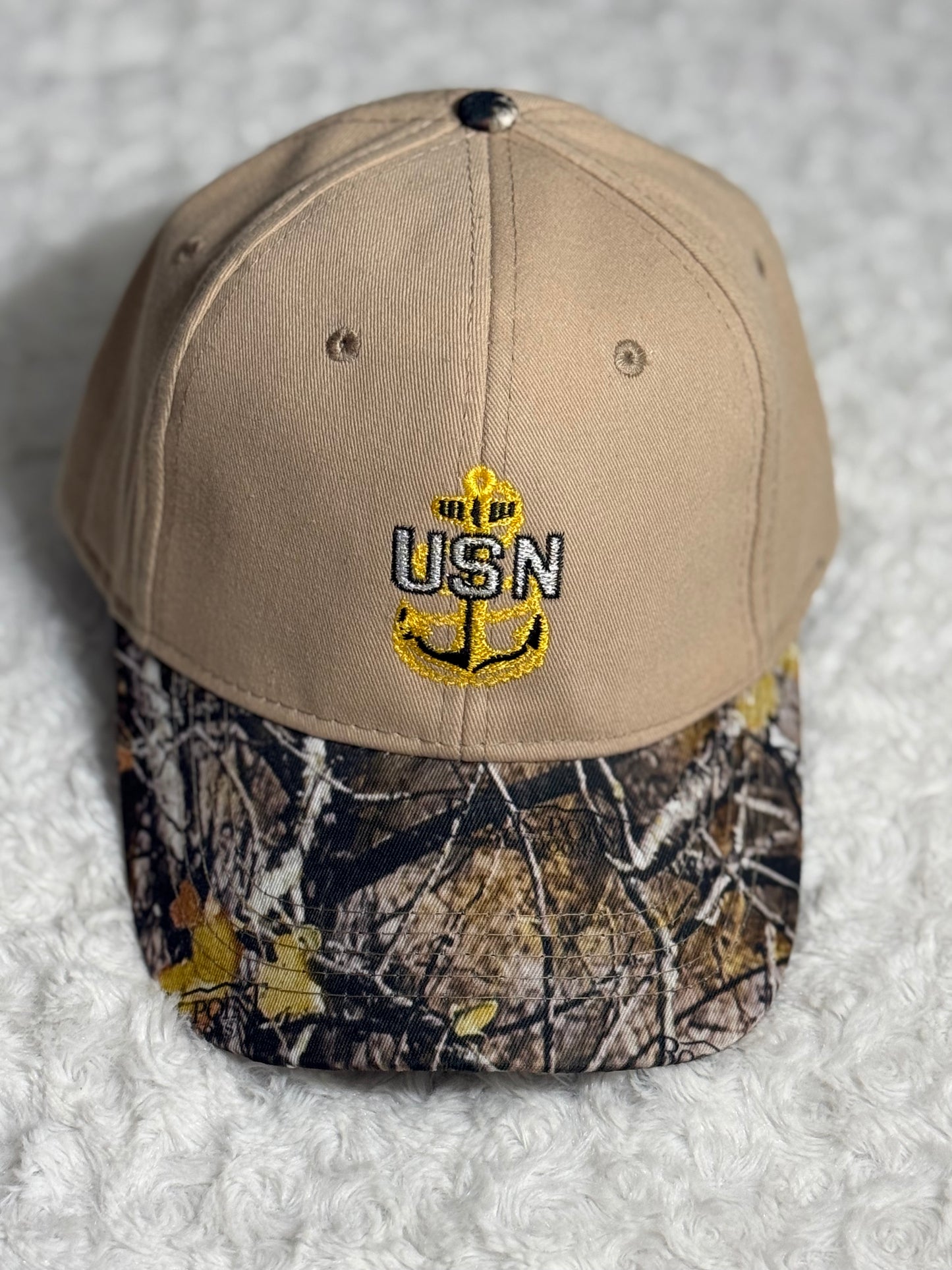Khaki Hat with Outdoor Camo Brim CPO Hat