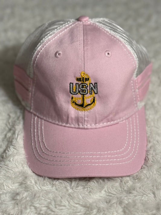 Pink and White with Side Stripes CPO Trucker Hat