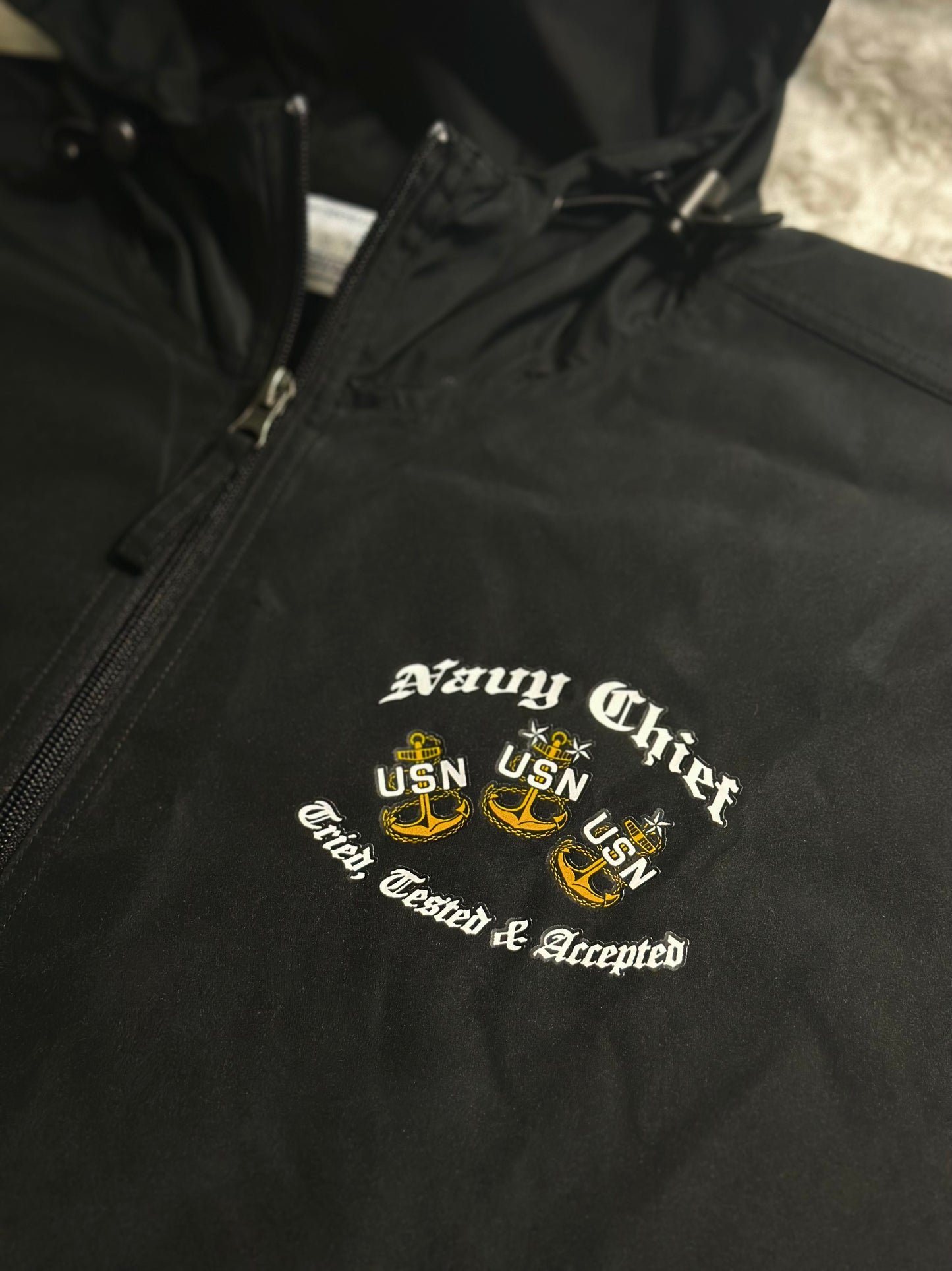 Black Full Zip Up Champion Punisher Goat Windbreaker Jacket