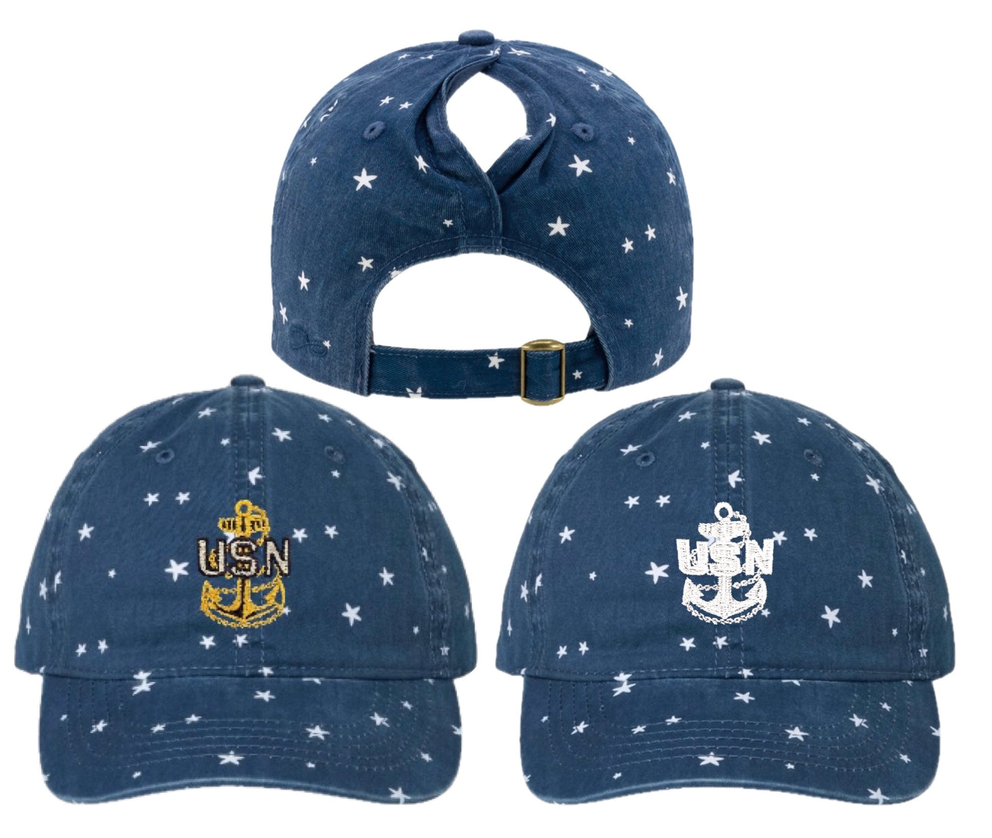 Blue and Stars CPO Ponytail Hat
