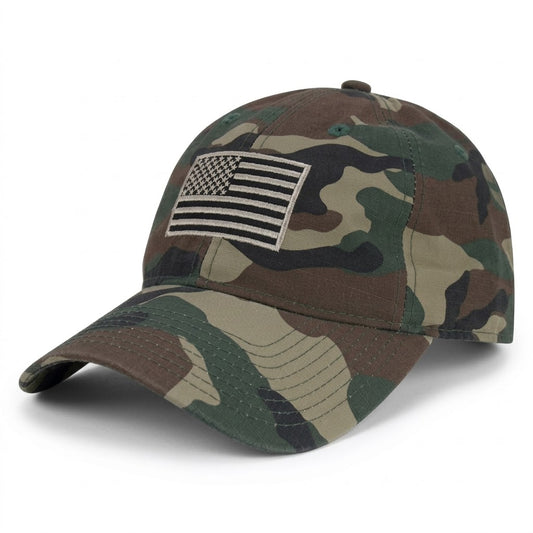Camouflage US Flag Relaxed Ripstop Hat