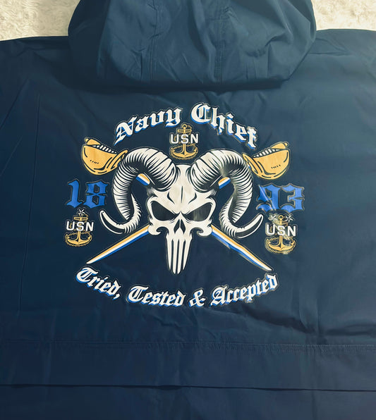 Navy Blue Full Zip Up Champion Punisher Goat Windbreaker Jacket