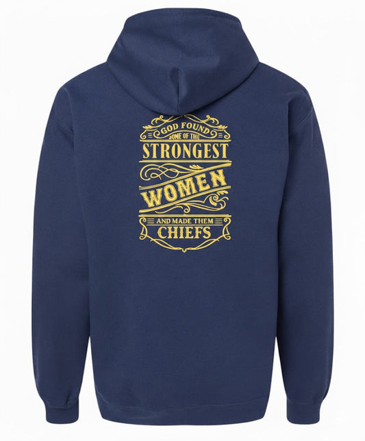Strongest Women Navy Blue Zipped Hooded Sweatshirt