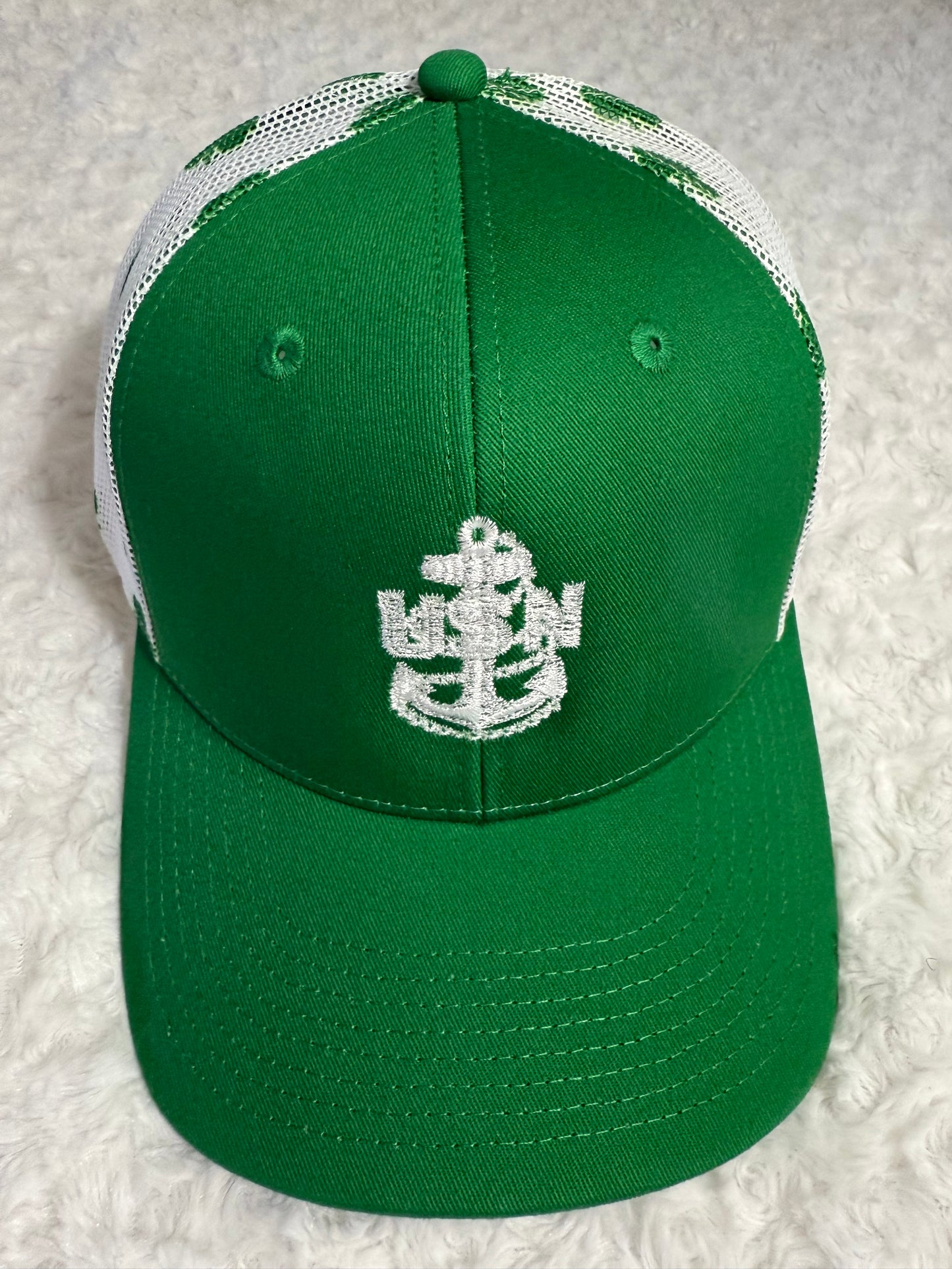 Green & White Shamrock CPO Trucker Hat