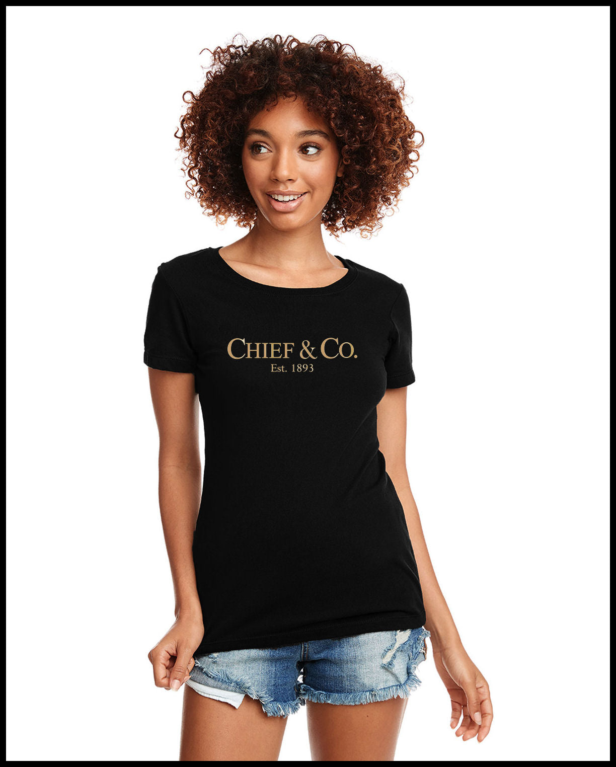 Chief & Company Black & Khaki Ladies Cut T-Shirt
