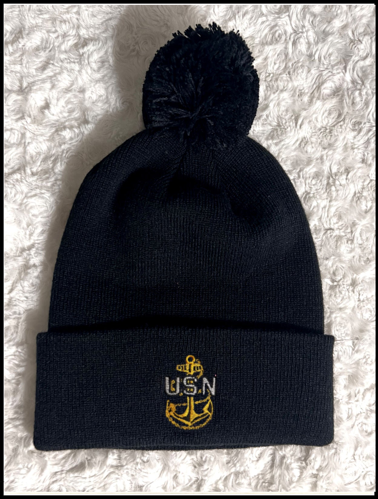 CPO Black & Gold Pom-Pom Beanie