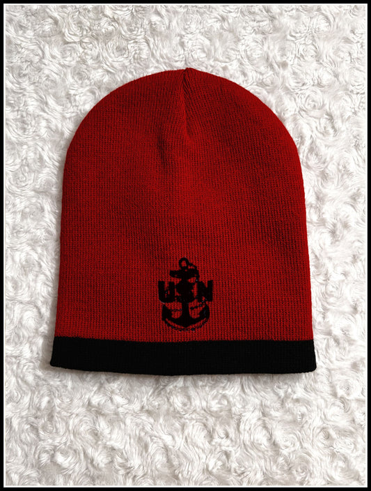 CPO Two Tone Knit Beanie Red & Black