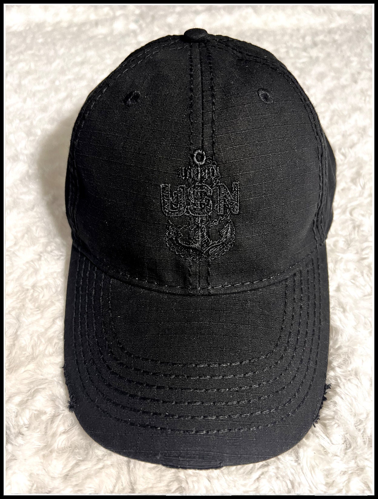 Black on Black Distressed CPO Hat