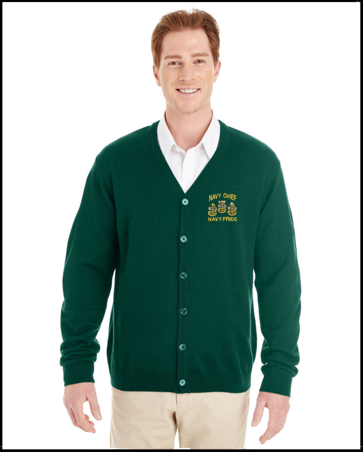 Green Navy Chief Navy Pride Button Up Cardigan