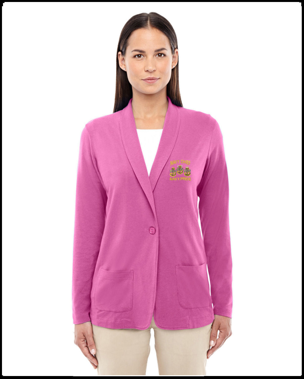 Pink Navy Chief Navy Pride Cardigan