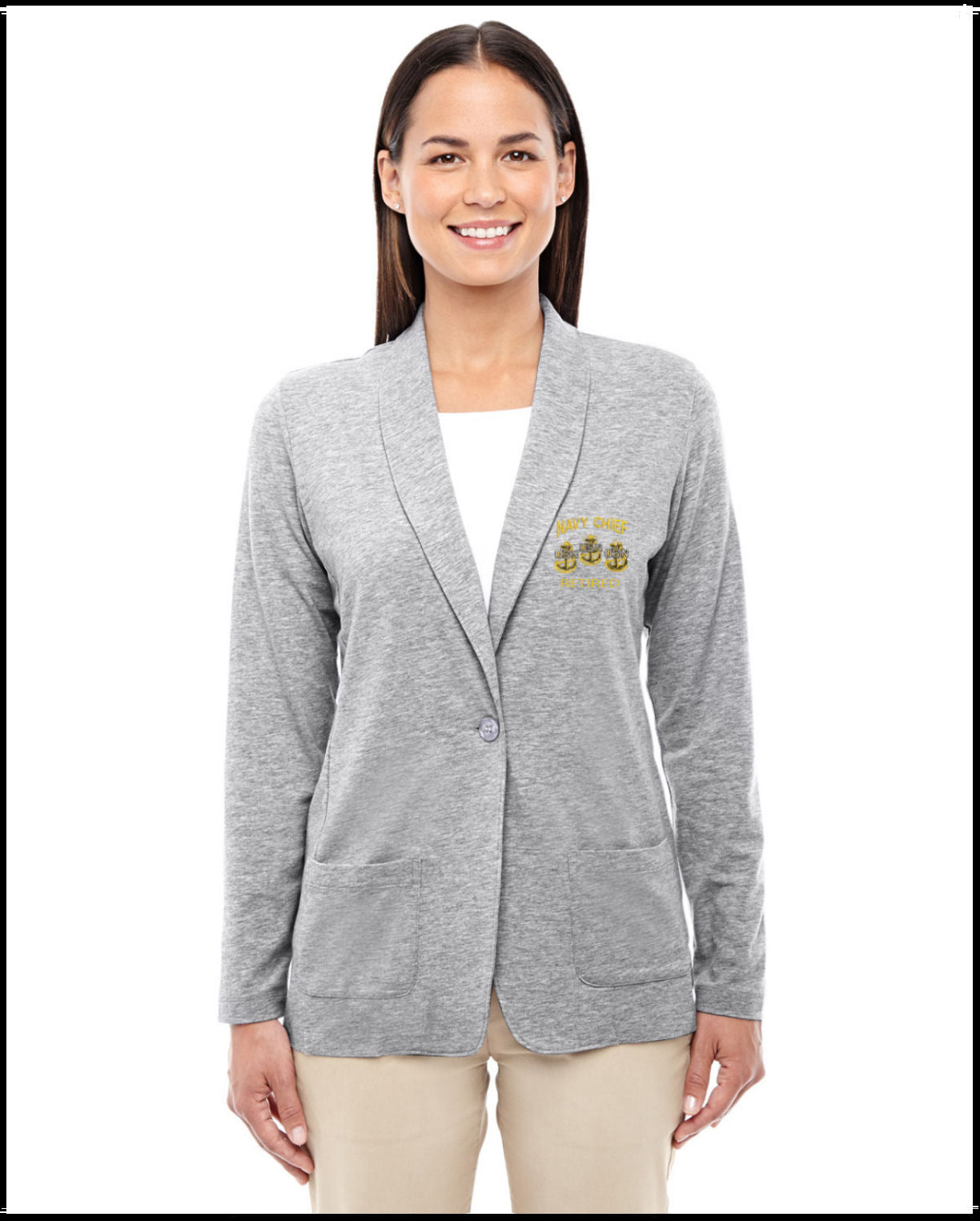 Retired Navy Chief Heather Grey Cardigan