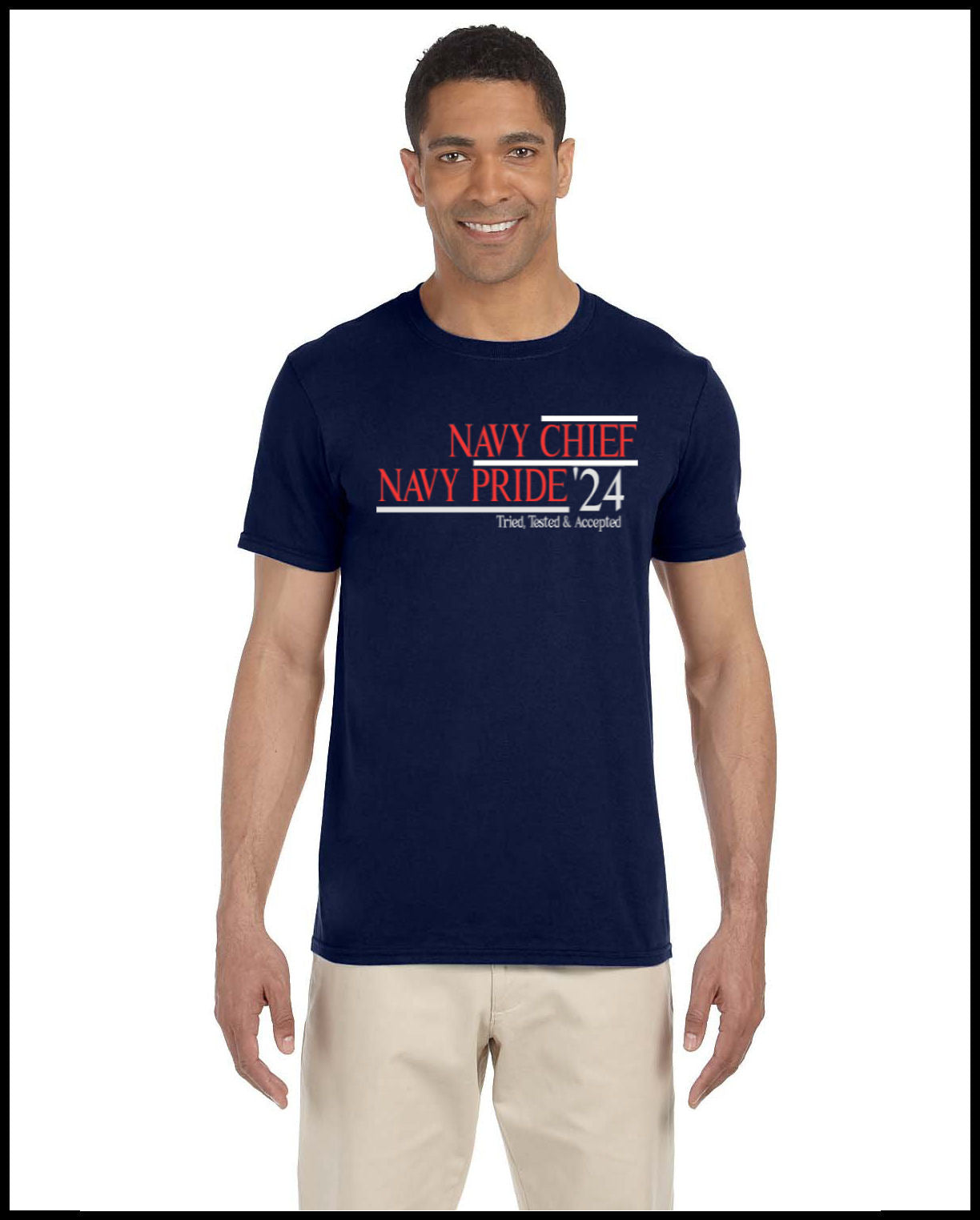 Navy Chief Navy Pride 24 Navy Blue Red & White T-Shirt