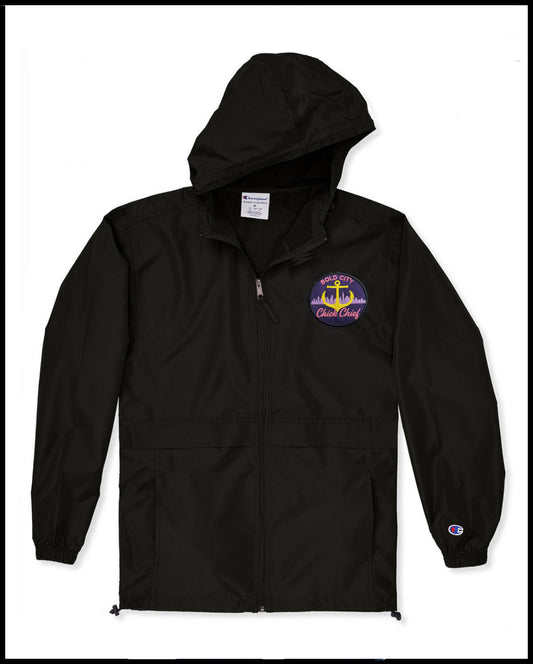 Black Full Zip Up Champion Bold City Windbreaker Jacket