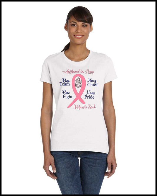 Breast Cancer Ribbon T-Shirt White & Pink