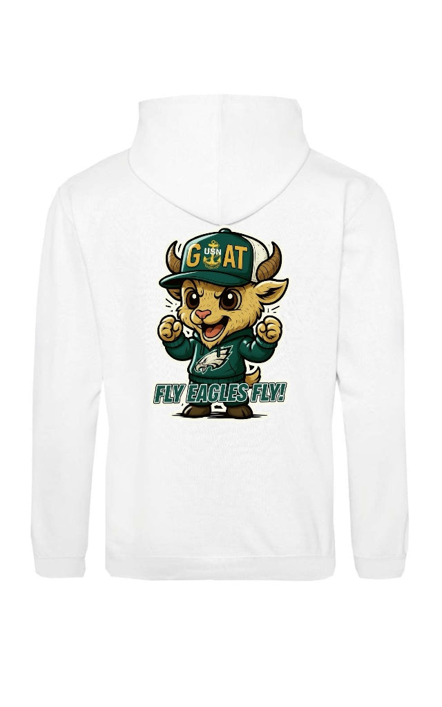 White Team Fly Male Goat Hooded Sweatshirt