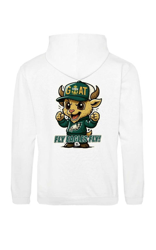 White Team Fly Male Goat Hooded Sweatshirt