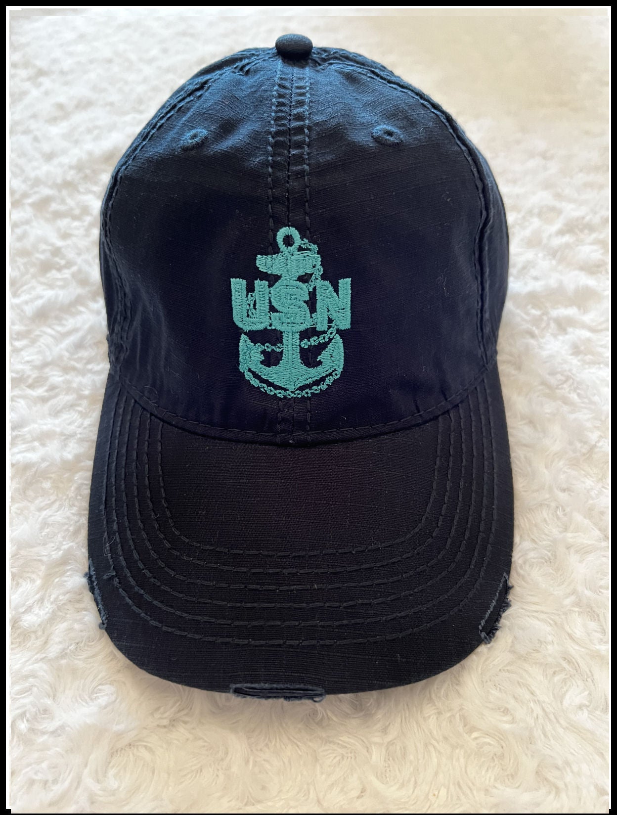 Navy Blue & Tahiti Blue Distressed CPO Hat