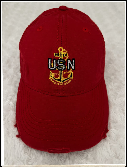 Red & Gold Distressed CPO Hat