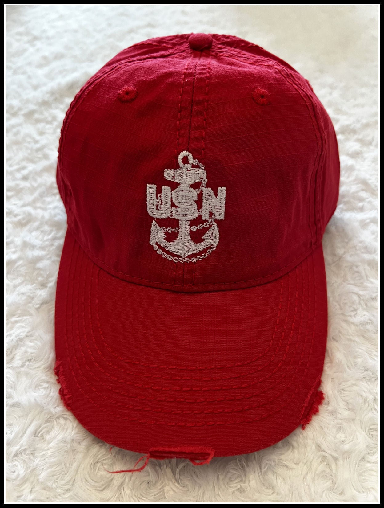 Red & White Distressed CPO Hat