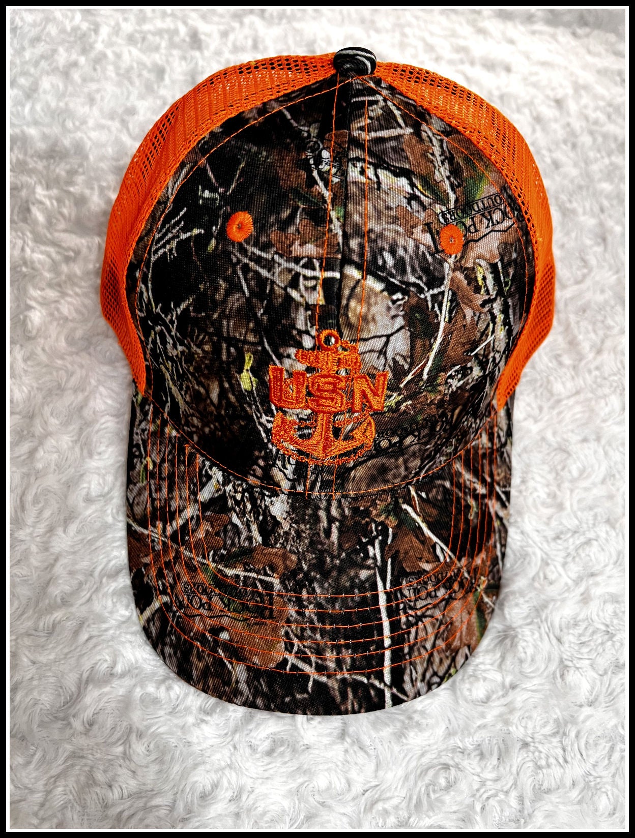 Hunters Camo and Orange CPO Trucker Hat