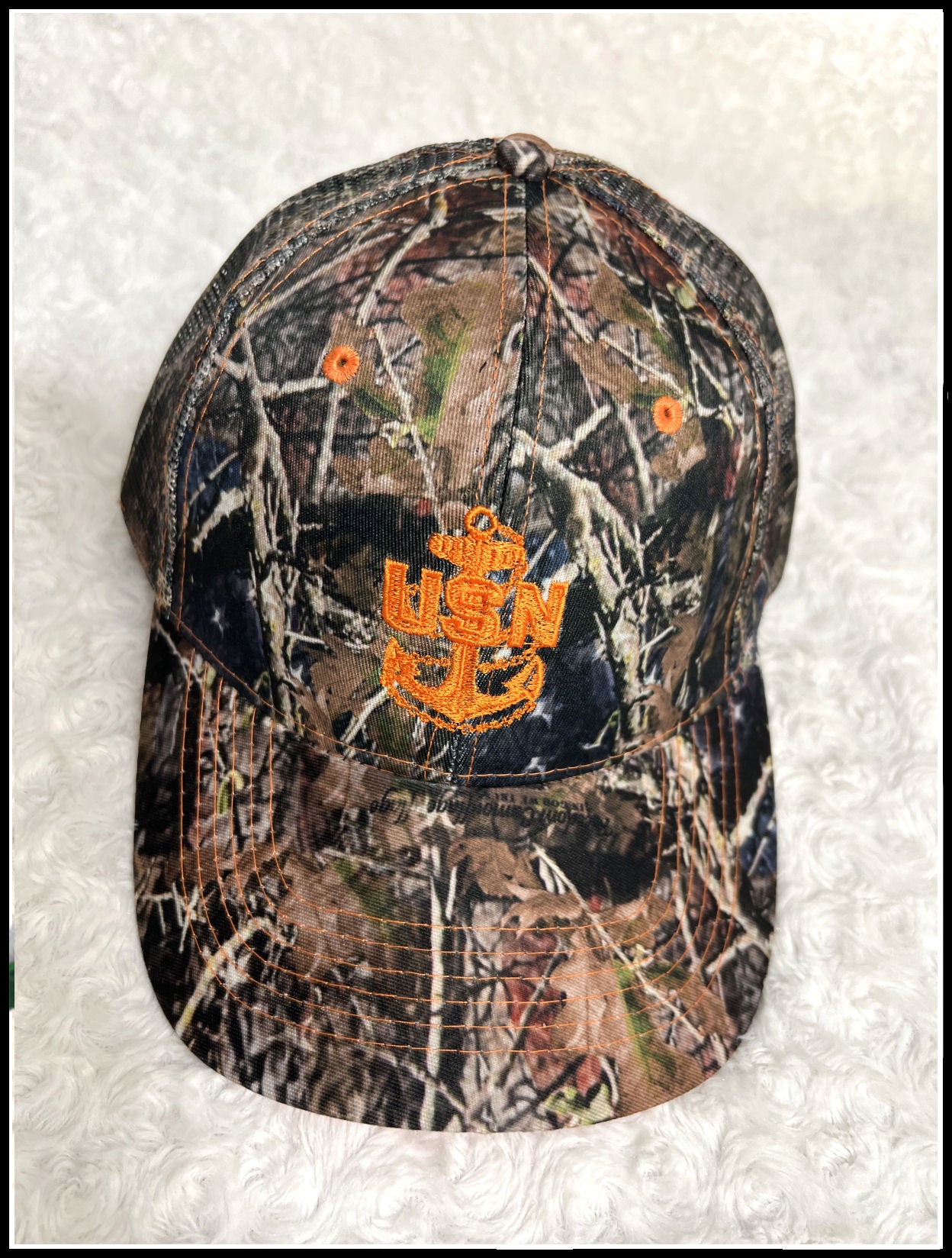 Hunters Camo CPO Trucker Hat All Camo Orange Anchor