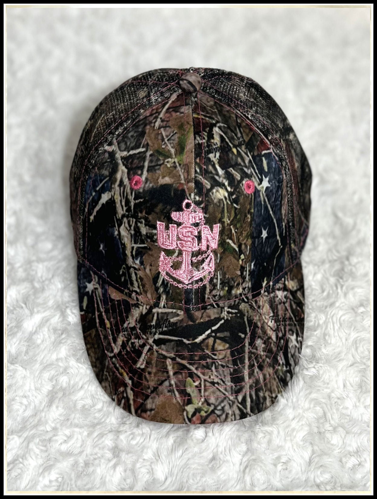 Hunters Camo Ladies Trucker Hat All Camo Pink Anchor