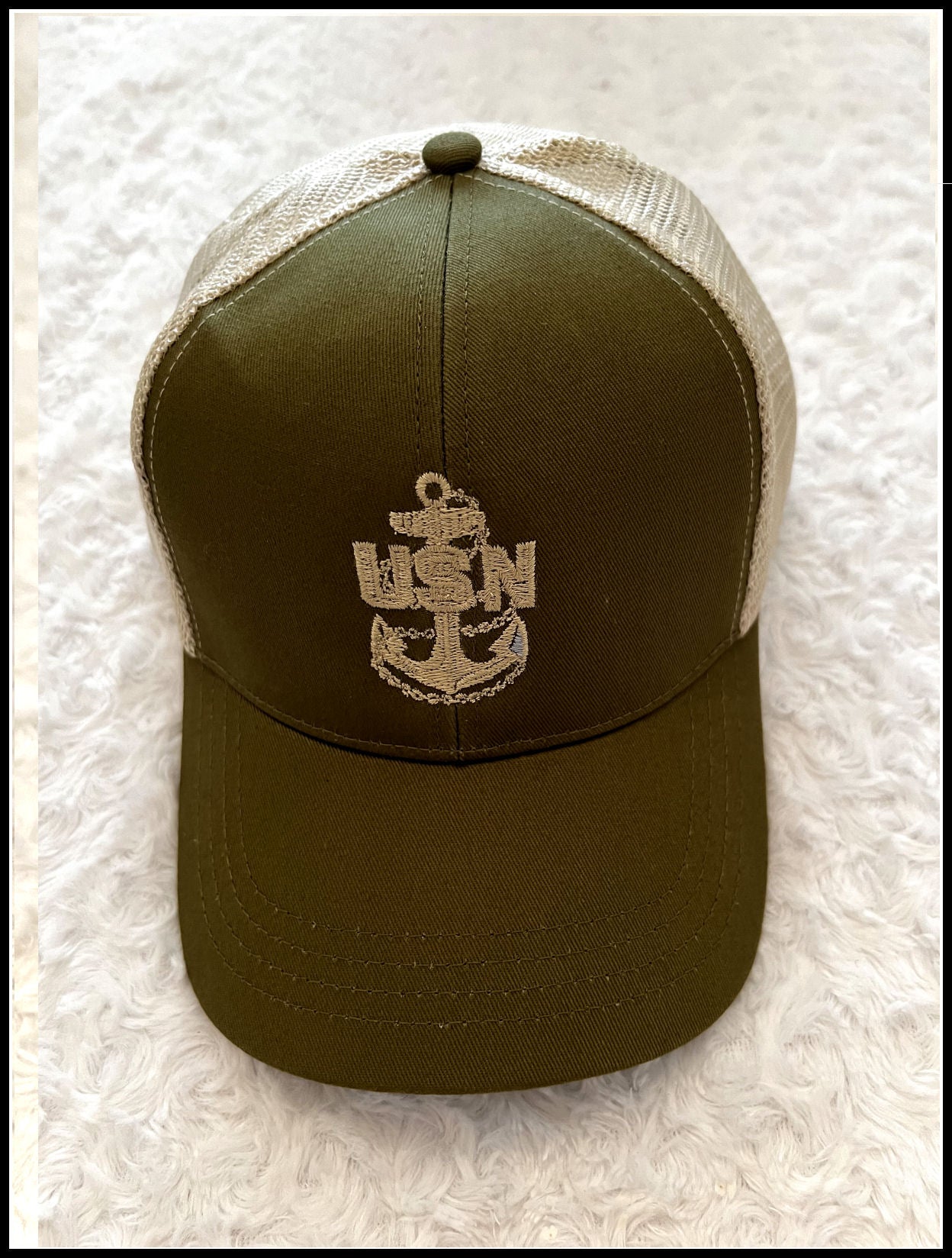 Chief Military Green and Cream Trucker Hat