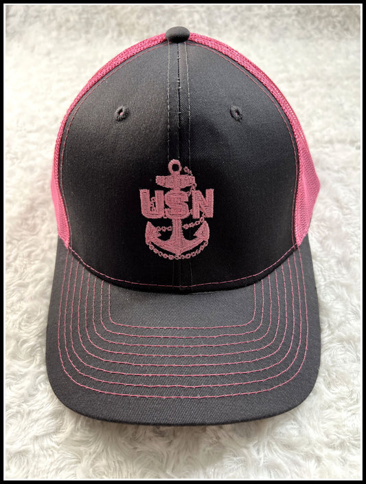 Pink & Charcoal Grey Trucker Hat