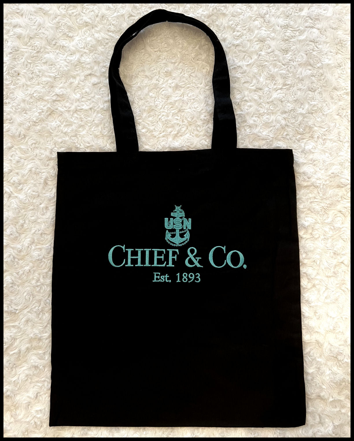 Chief & Co. Embroidered Tote Black & Tahiti Blue