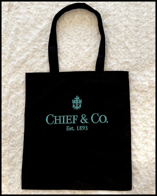 Chief & Co. Embroidered Tote Black & Tahiti Blue