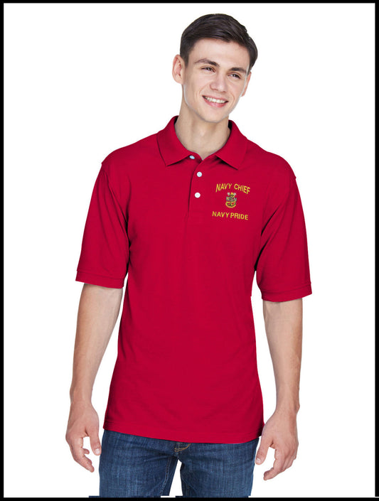 CPO Navy Chief, Navy Pride Red Polo Shirt 1 Anchor