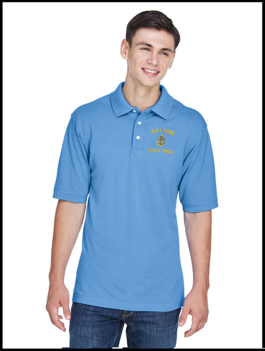 CPO Navy Chief, Navy Pride Light Blue Polo Shirt 1 Anchor