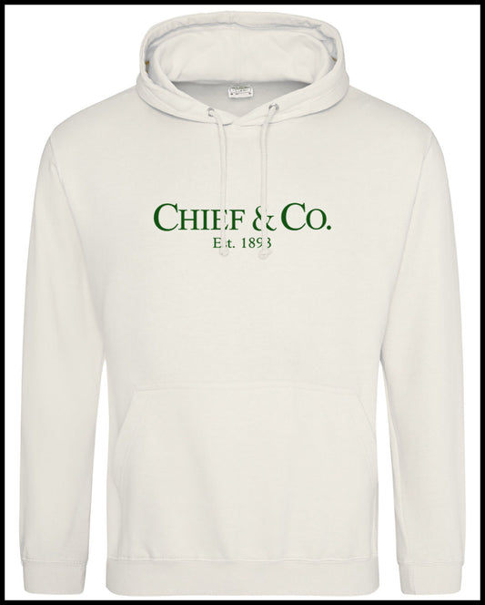 Chief & Co. Cream & Military Green Hooded Sweatshirt