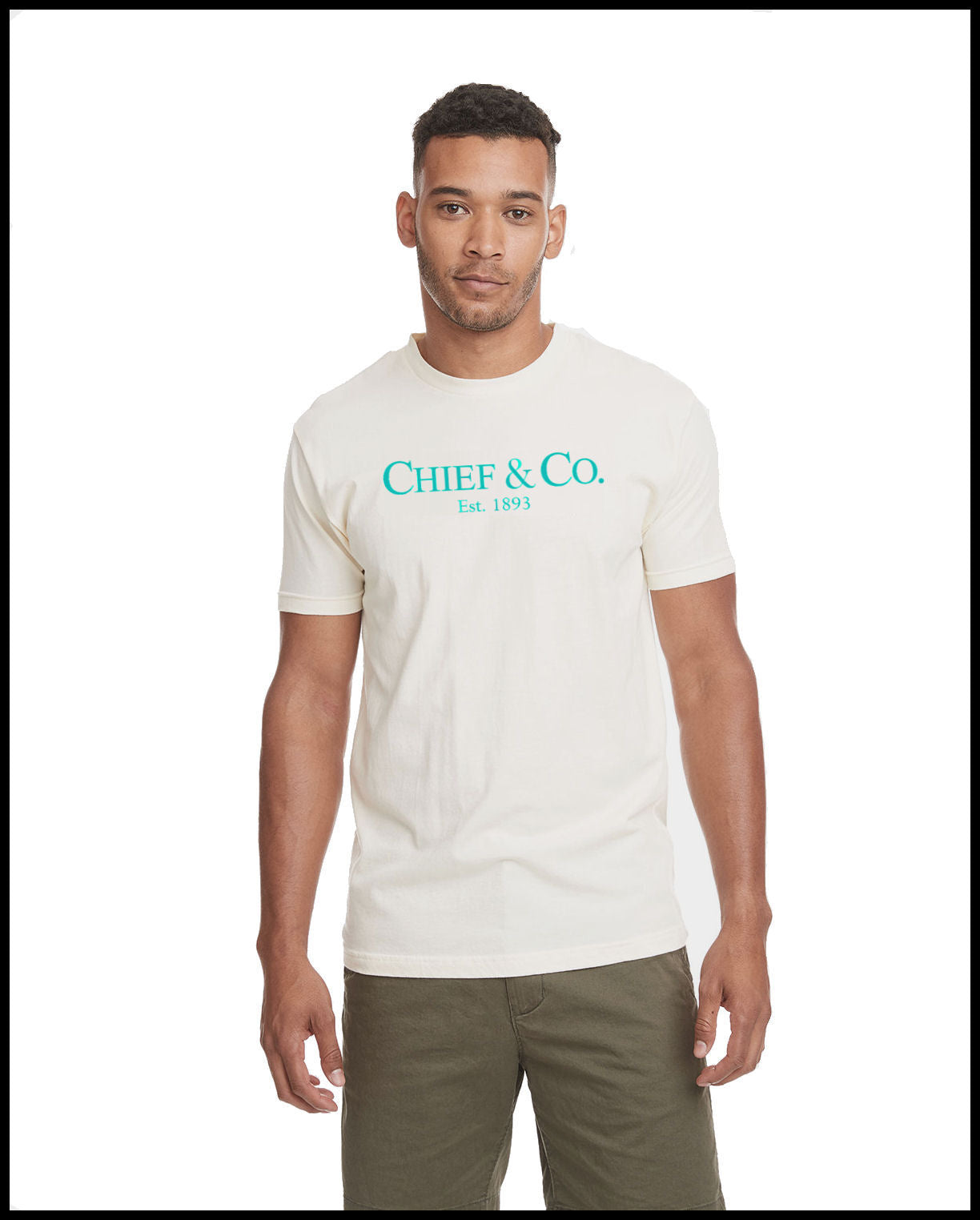 Chief & Company Light Cream & Tahiti Blue T-Shirt
