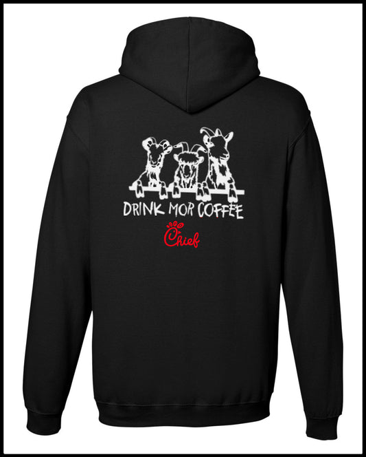 Drink More Coffee Chief Black Hooded Sweatshirt